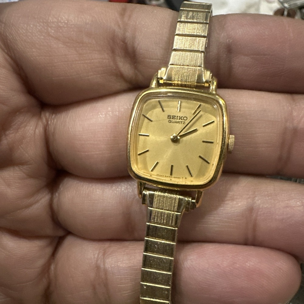 Works Vintage Seiko Square Womens Quartz Watch 5420-5029 Gold Tone 20mm Fit 6.25